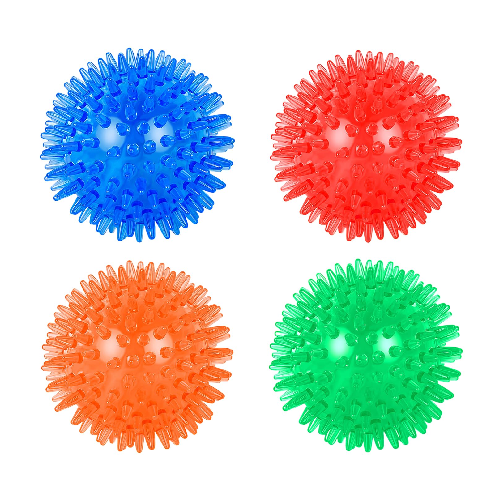 4 Pack Squeaky Dog Ball Toys, Dogs Chew Spiky Ball, balles couinantes pour Chiens, Jouet de Piscine pour Chien Flottant, Jouets à mâcher de Chien pour l’Ennui
