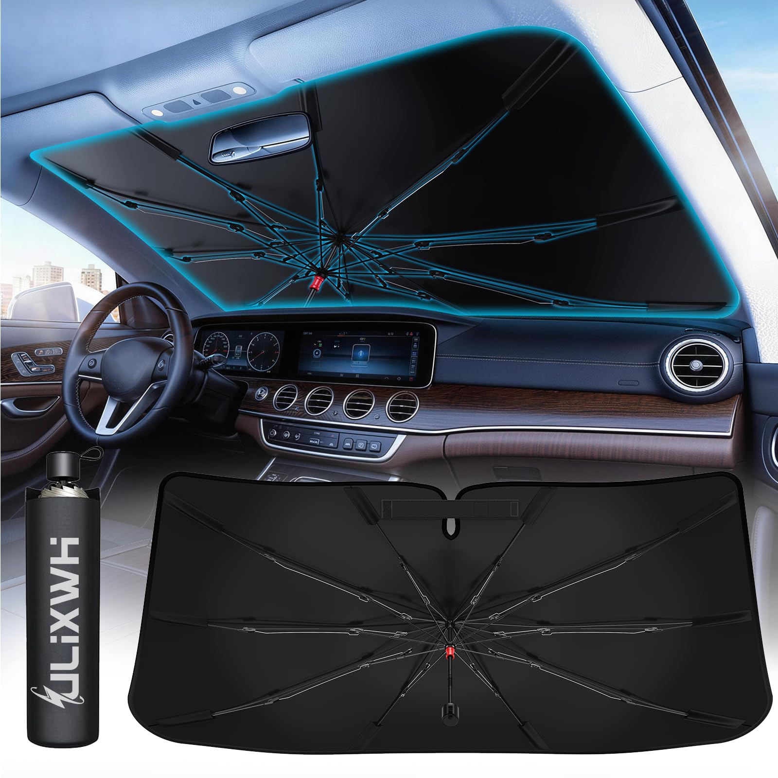 ULiXWH Upgrade Universal Windshield Sun Shade Umbrella - Medium (57" x 32")