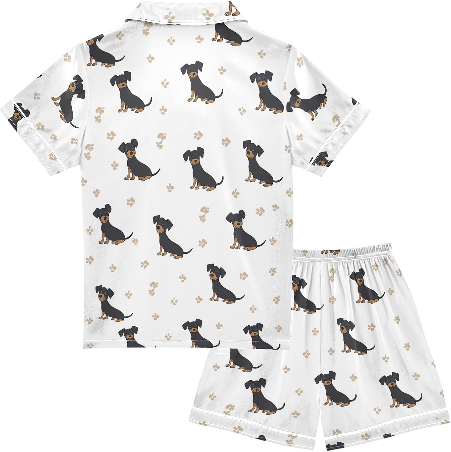 Pajamas Dog Paw Clothes Short Sleeve Sleepwear with Shorts Set Size 5-14