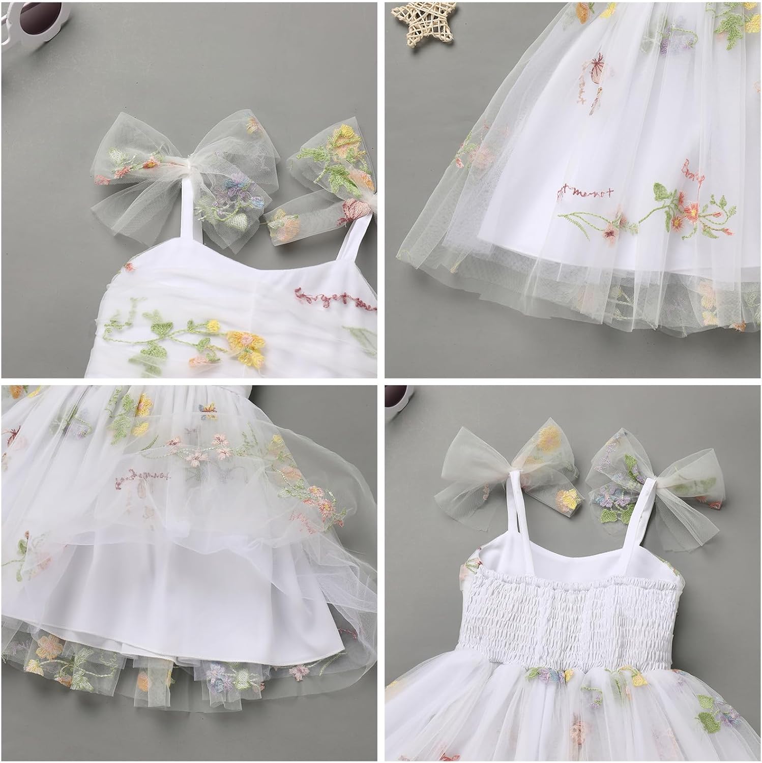 IBTOM CASTLE Toddler Tutu Dress Baby Girls Party Dress Floral Backless Ruffle Tulle Dress for Cake Smash Birthday