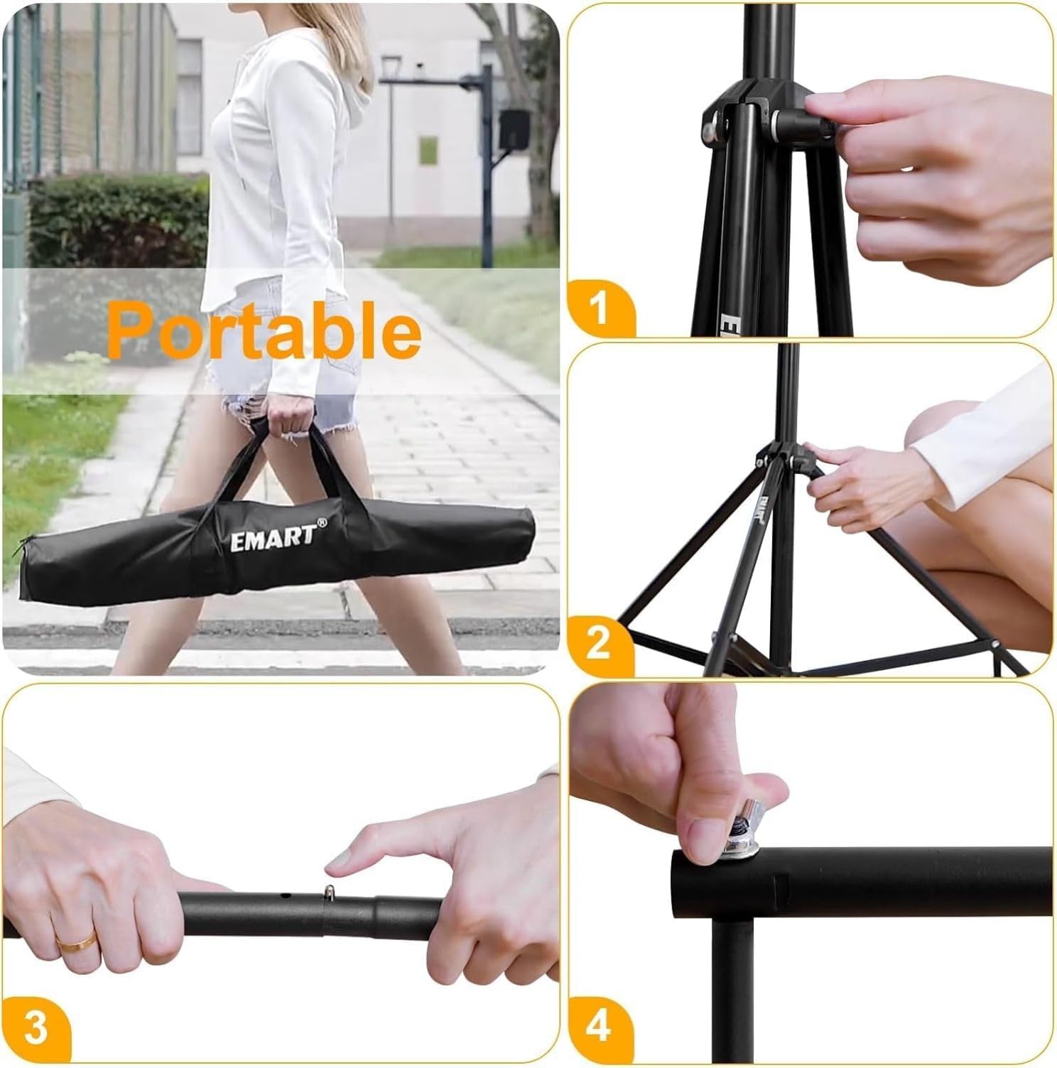 Supporto Per Fondale Fotografico 2,6x3 M Regolabile - Kit Per Studio E Eventi