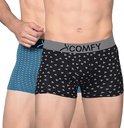 Amul Comfy Printed Spandex Trunk for Men | 95% Cotton 5% Spandex | Super Combed Cotton Stretch Fabric | Outer Elastic Comf...