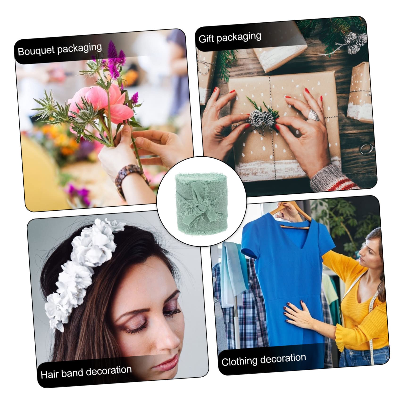 9rollen Handgemachtes Fransenband Chiffon Dekoratives Hochzeitsband Für Blumensträuße Und Bastelarbeiten Yards