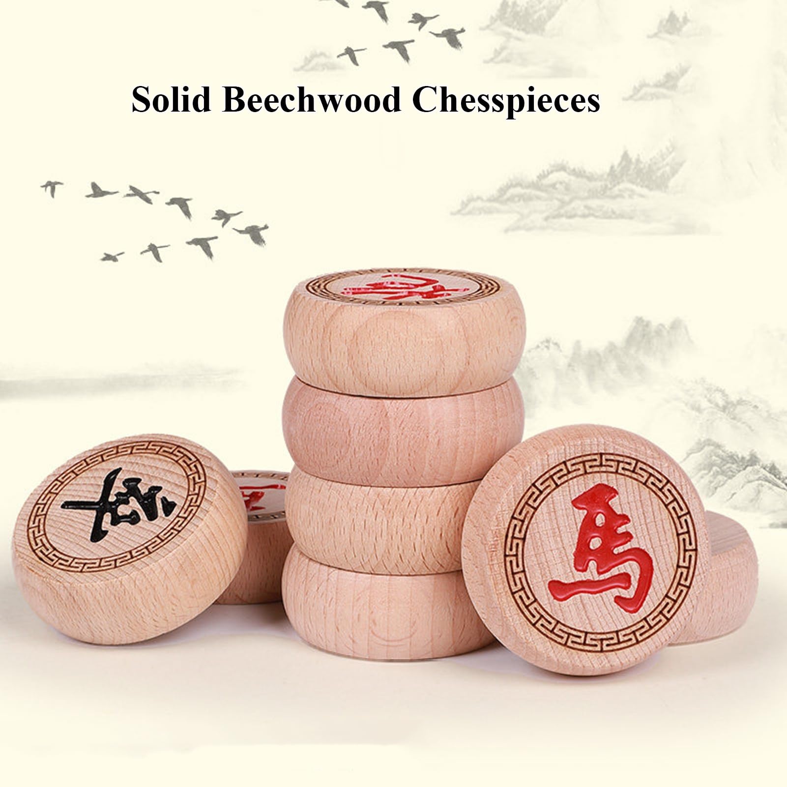 Set di scacchi cinesi in legno di faggio Gioco da tavolo da viaggio Xiangqi con scacchiera