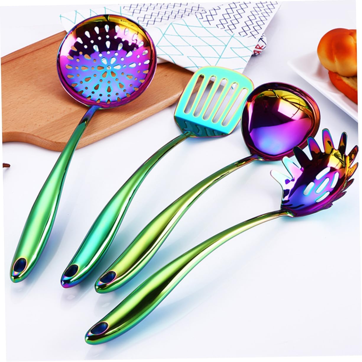 Stainless Steel Colorful Long Handle Kitchen Utensil for Cooking Practical Tableware Accessory with Hanging for Home and Restaurant Use image 5