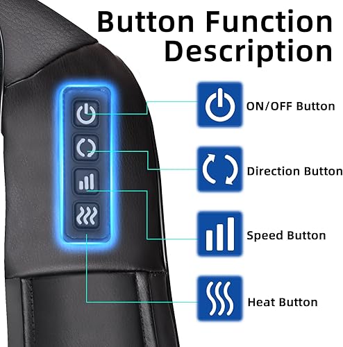 Miniatura 2 de Joyset Shiatsu Masajeador de cuello y espalda con calor, masajeador de hombros para aliviar el dolor de tejido profundo, masaje de amasamiento 3D