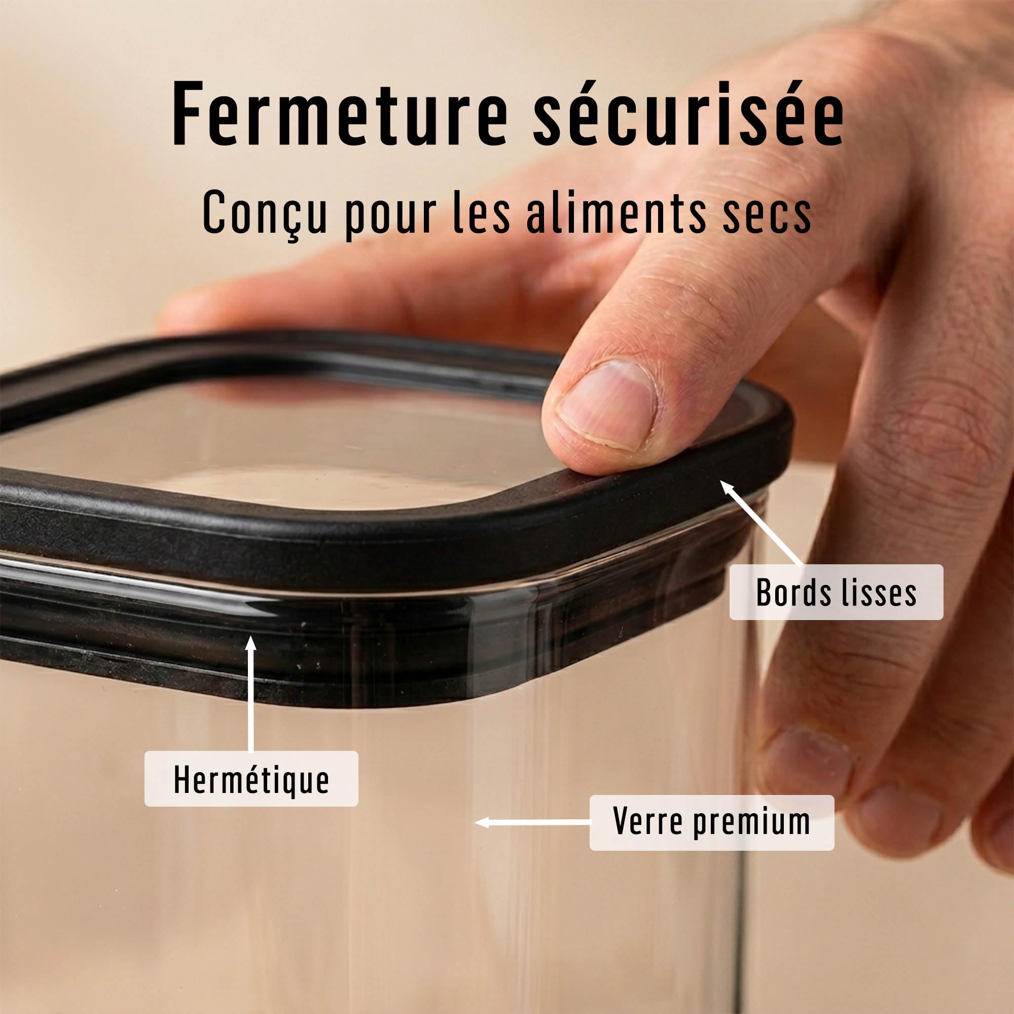 Deco haus Bocaux en Verre Hermétique +ÉTIQUETTES - Bocal en Verre 6x 1600ml
