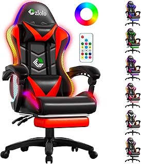 Czlolo Gaming Chair, Racing Style RGB LED Lights Gaming Chairs for Adults and Kids, Lumbar Massager Gamer Chair, High Back…