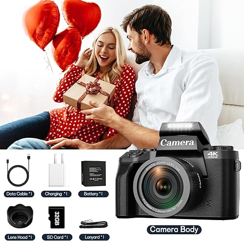 Miniatura 7 de Cámara digital para fotografía, 4K 64MP WiFi cámara de doble lente para vlogging para YouTube con zoom digital de 16X, flash, pantalla táctil,