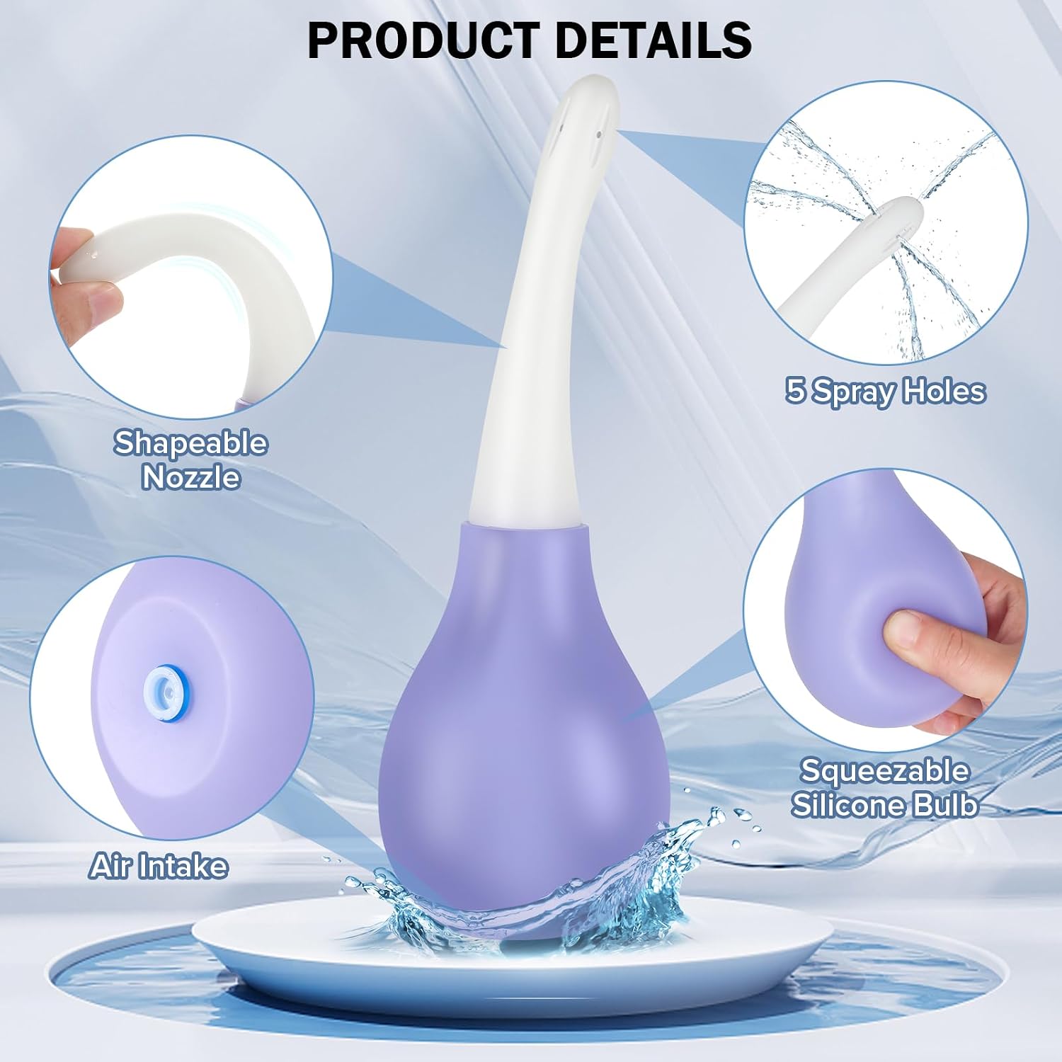 Enema Bulb Kit with Lube Anti Backflow Anal Douche Superior Material Enema for Men&Women