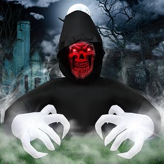 7FT Halloween Inflatables Large Grim Reaper Halloween Decorations Outdoor with 4 LED Lights Scary Halloween Blow up Yard Decorations Clearance for Indoor Outside Home Holiday Party Garden Lawn