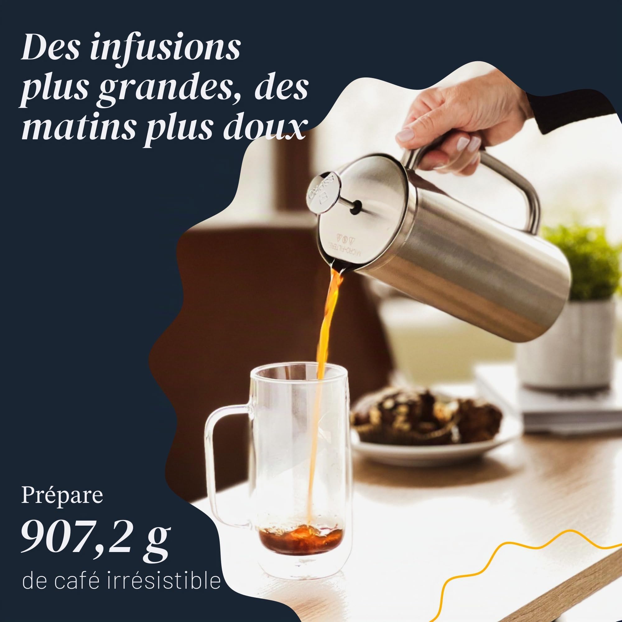 ESPRO® French Press P7, Acier Inoxydable brossé, Acier Inoxydable, 1 l