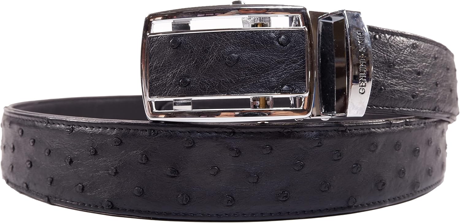 Genuine Ostrich Quill Skin Leather Luxury Auto Locking Men's Belt