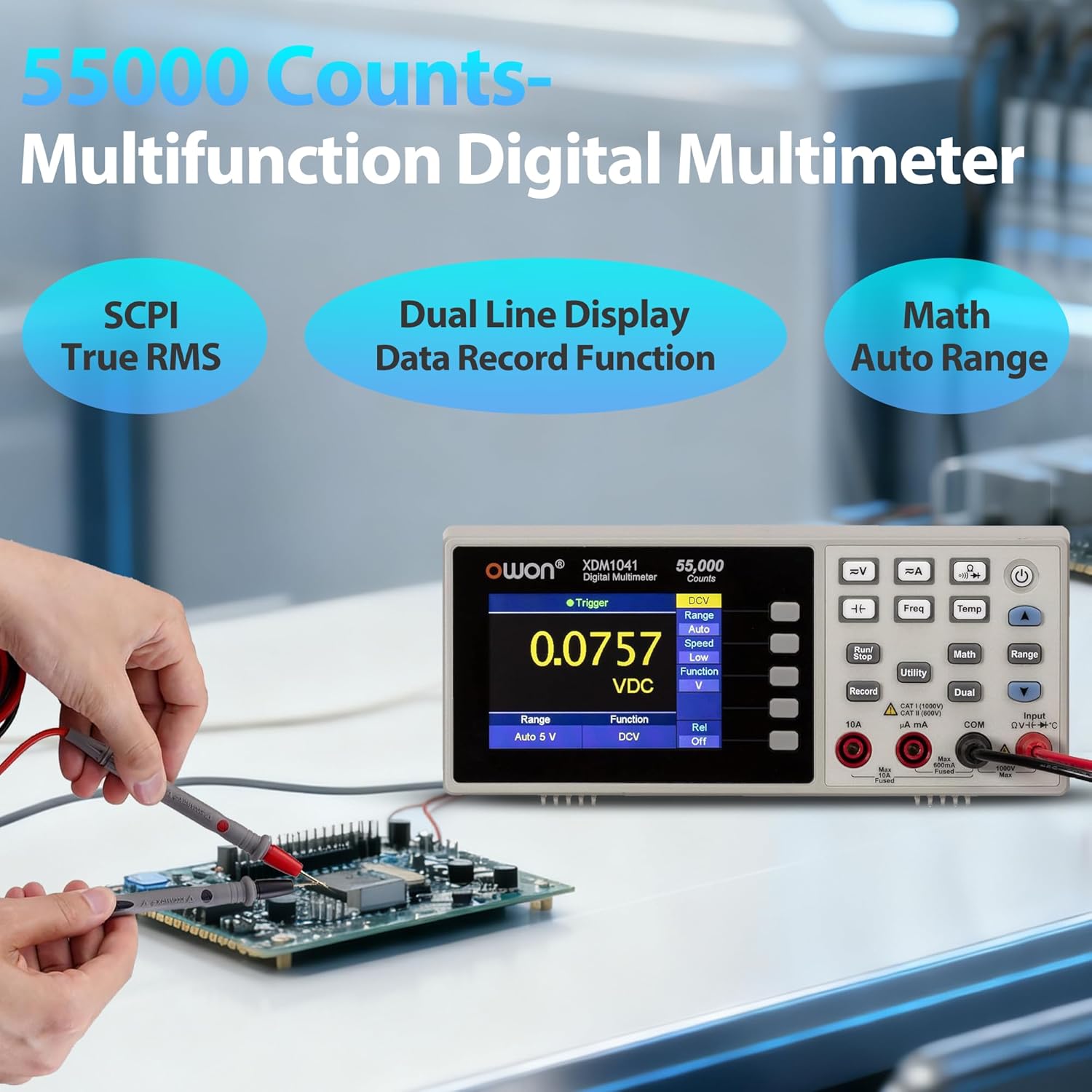 XDM1041 Multimeter, Digital Multimeter with AC/DC Voltage and Current Measurement Ups to 1000V and 10A Multi Tester Portable Multifunctional Electronic Instrument