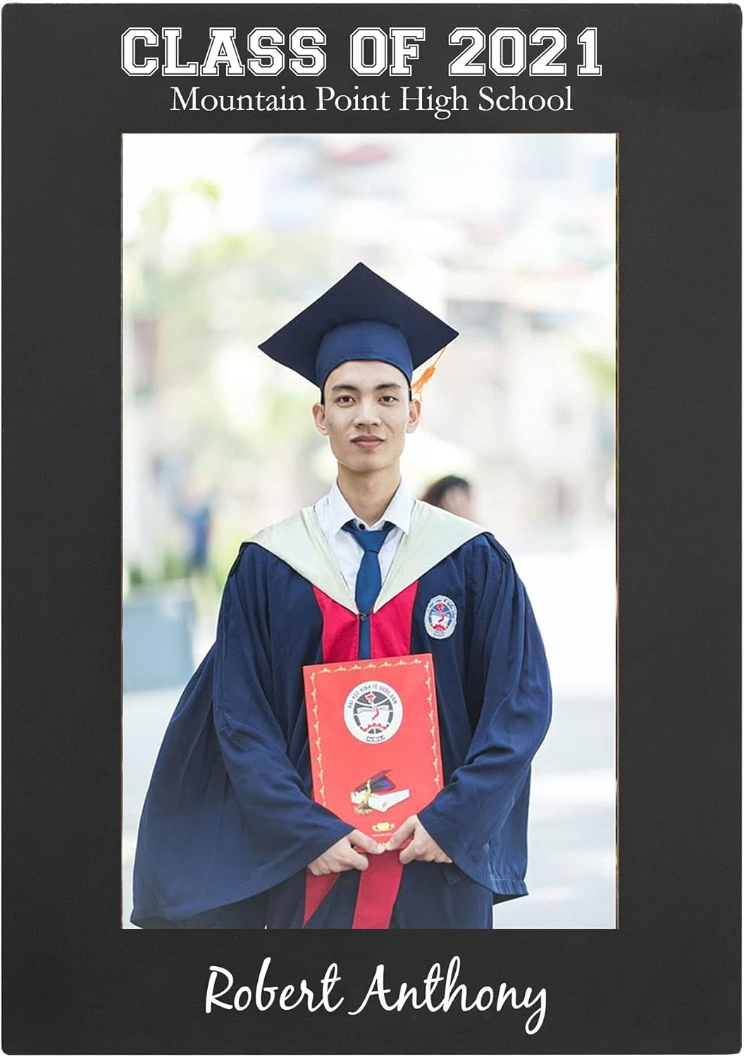 CustomGiftsNow Congratulations Graduate Class 2021 2022 2023 - Aluminum Hanging/Tabletop Remembrance Celebration Memory Photo Picture Frame (8x10-inch Vertical)