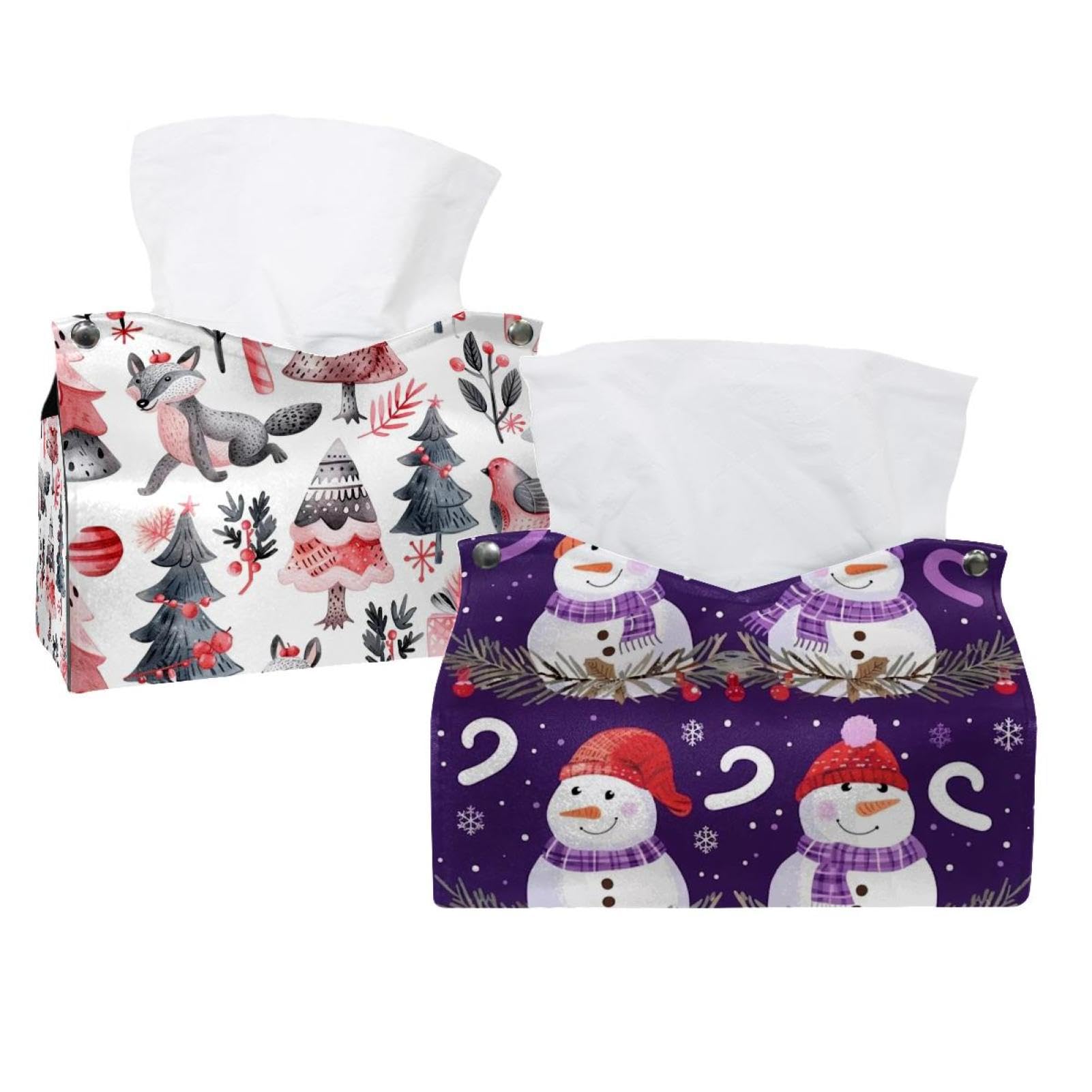 Housse boîte à mouchoirs de neige amusant idée cadeau Noël 2 pièces