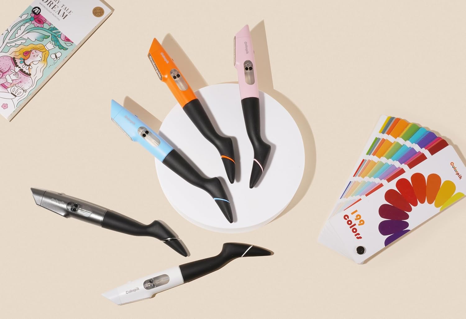 Smart Ink Pen, 16 Million RGB Colors, 6 Interchangeable Tips, Refillable Cartridge and Rechargeable Kid-Safe Ergonomic Multi-Color Pen for Artists, Students, DIY Crafts, Sketching (White)