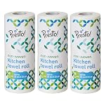 Presto! Non-Woven Reusable Kitchen Towel Roll | 50 Pulls | 150 Sheets (Pack of 3) | Size: 20 x 22 cm | White | Washable | Highly Absorbent | For Daily Use