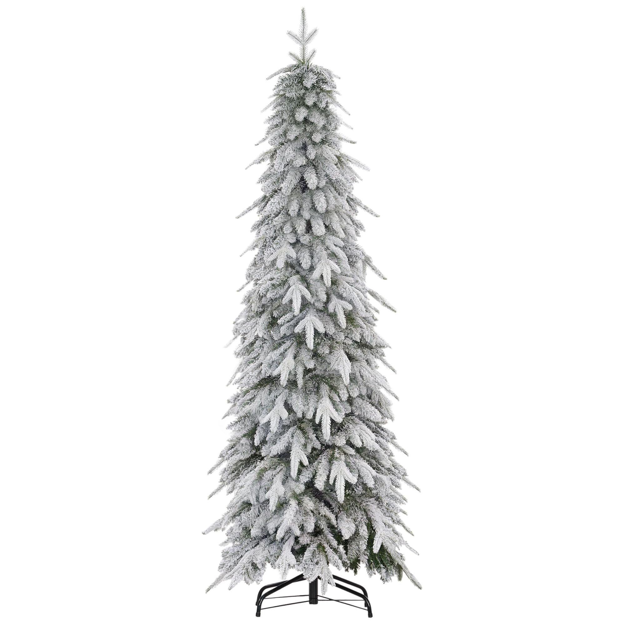 Everglow Starbright Snow Flocked Pencil Artificial Christmas Tree 6Ft
