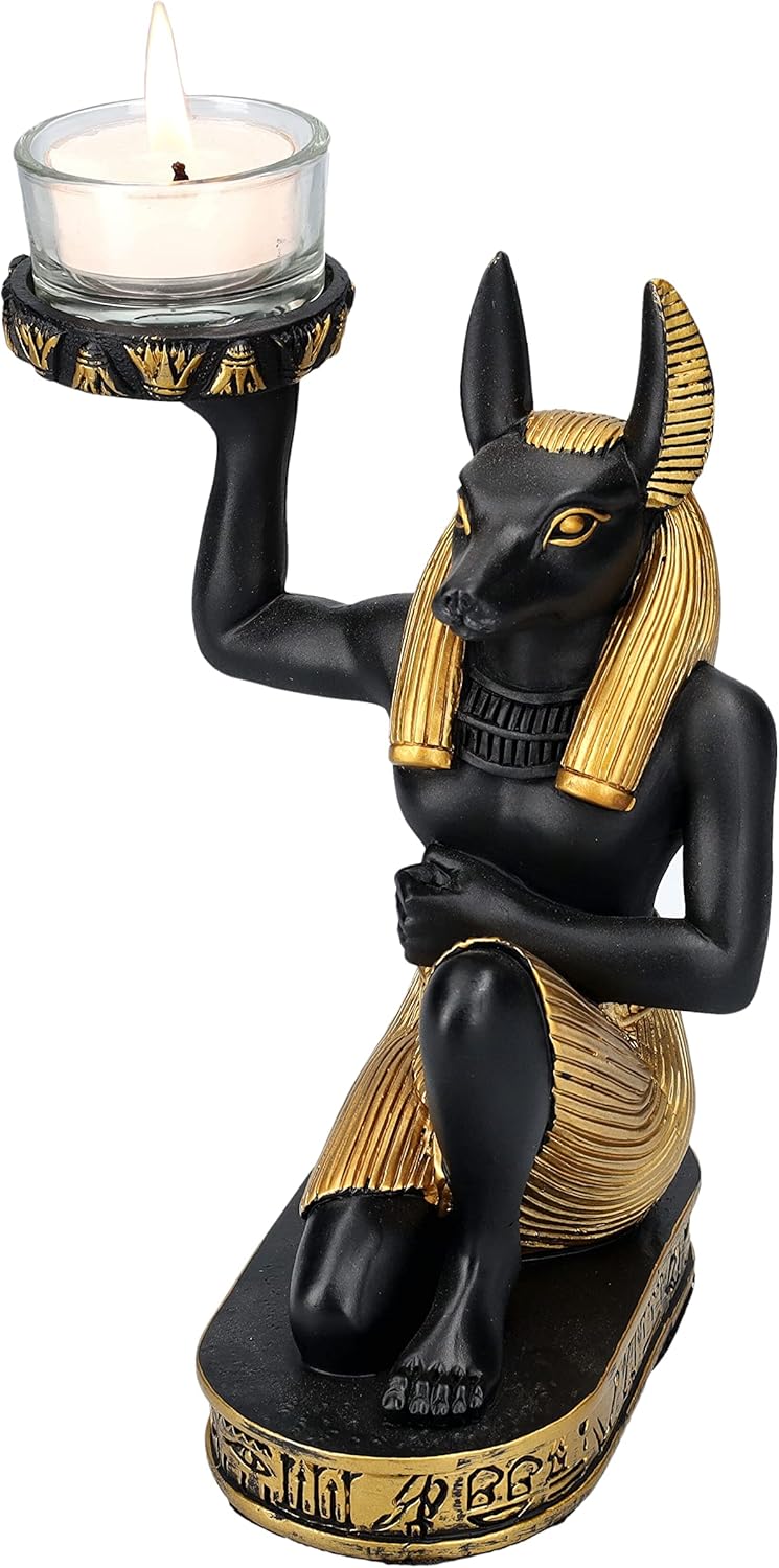 Pacific Giftware Anubis Candle Holder, 7-inch Height, Resin, Table Decoration