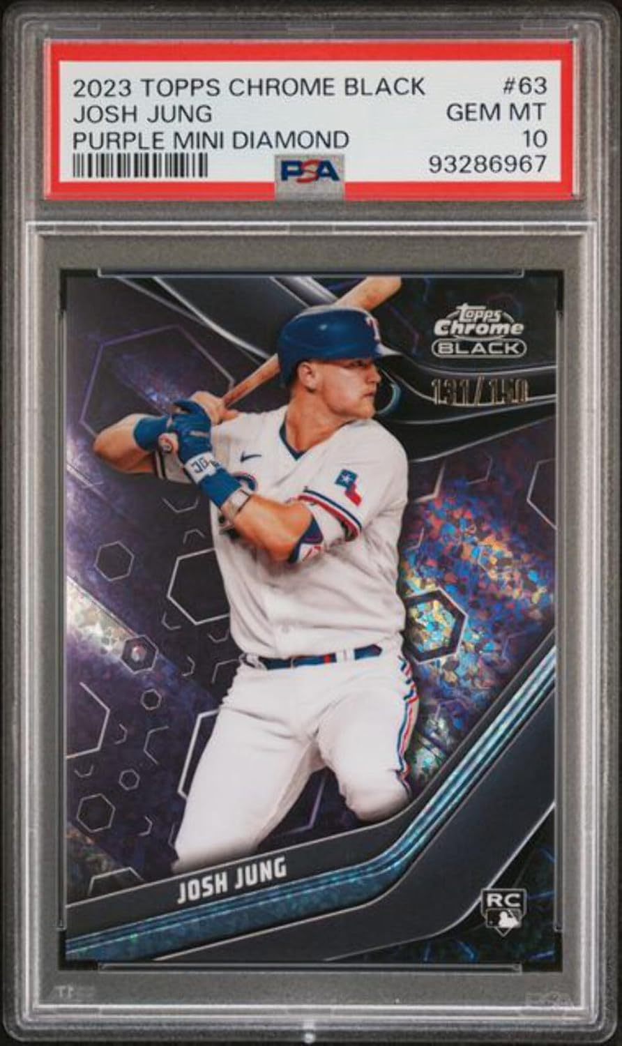Graded 2023 Topps Chrome Black Josh Jung #63/150 Purple Mini Diamond Rookie RC Baseball Card PSA 10 Gem Mint