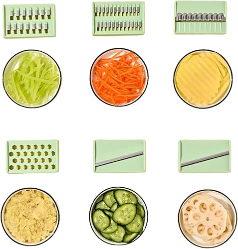 Miniatura 3 de Cortador de verduras de mandolina de cocina compacto multiusos, cortador, triturador de repollo, triturador de queso, con recipiente. Incluye un