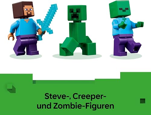 LEGO Minecraft Casa nella Giungla Esplosiva - Giocattolo Interattivo con Modello di Barca, Figure di Steve, Creeper e Zombie, Funzione TNT - Regalo per Gamer, Bambini e Bambine da 8 Anni in su - 21275 - 6
