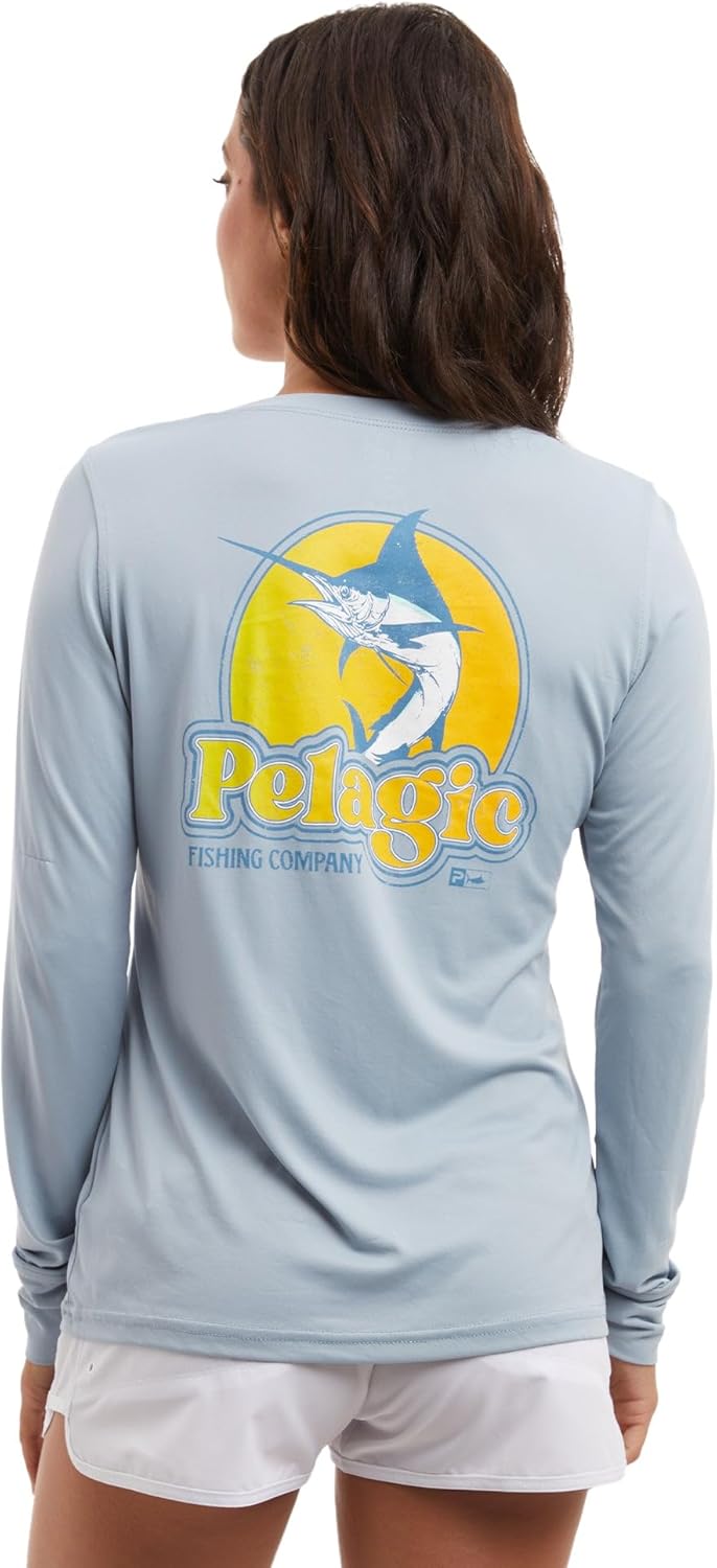 PELAGIC Women's Aquatek Tropic Splash Fishing Shirt, Long Sleeve, UPF 50+ Protection, Ultra Soft Feel