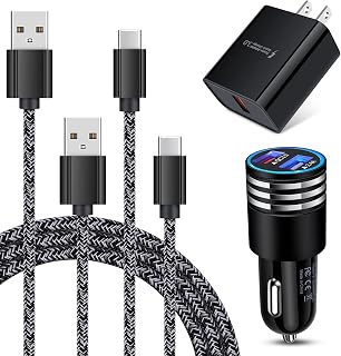 Type C Charger Fast Charger for Samsung Galaxy S23 S22 S21 S20 A53 A13 A12 A32 A52 A51,LG Stylo 6 5,Moto G Pure/G Power/G Stylus/G Play,Quick Charge 3.0 Car Charger Wall Adapter +3FT 6FT USB C Cable