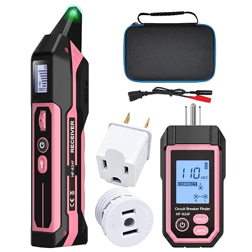 Circuit Breaker Finder, GFCI Outlet Tester with LCD Display, NCV Detector | 90-120V AC Circuit Tracer with 7-Level Sensitivity, Rechargeable Battery, Flashlight & Visual/Audio Alerts