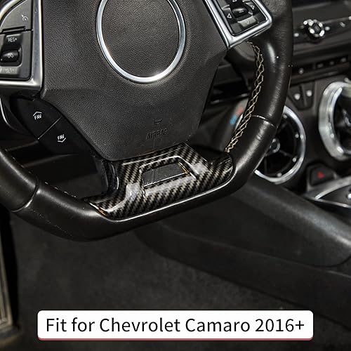 Miniatura 7 de Cubierta de fibra de carbono para volante con decoración de orificios, accesorios interiores para Chevrolet Camaro 2016-2022