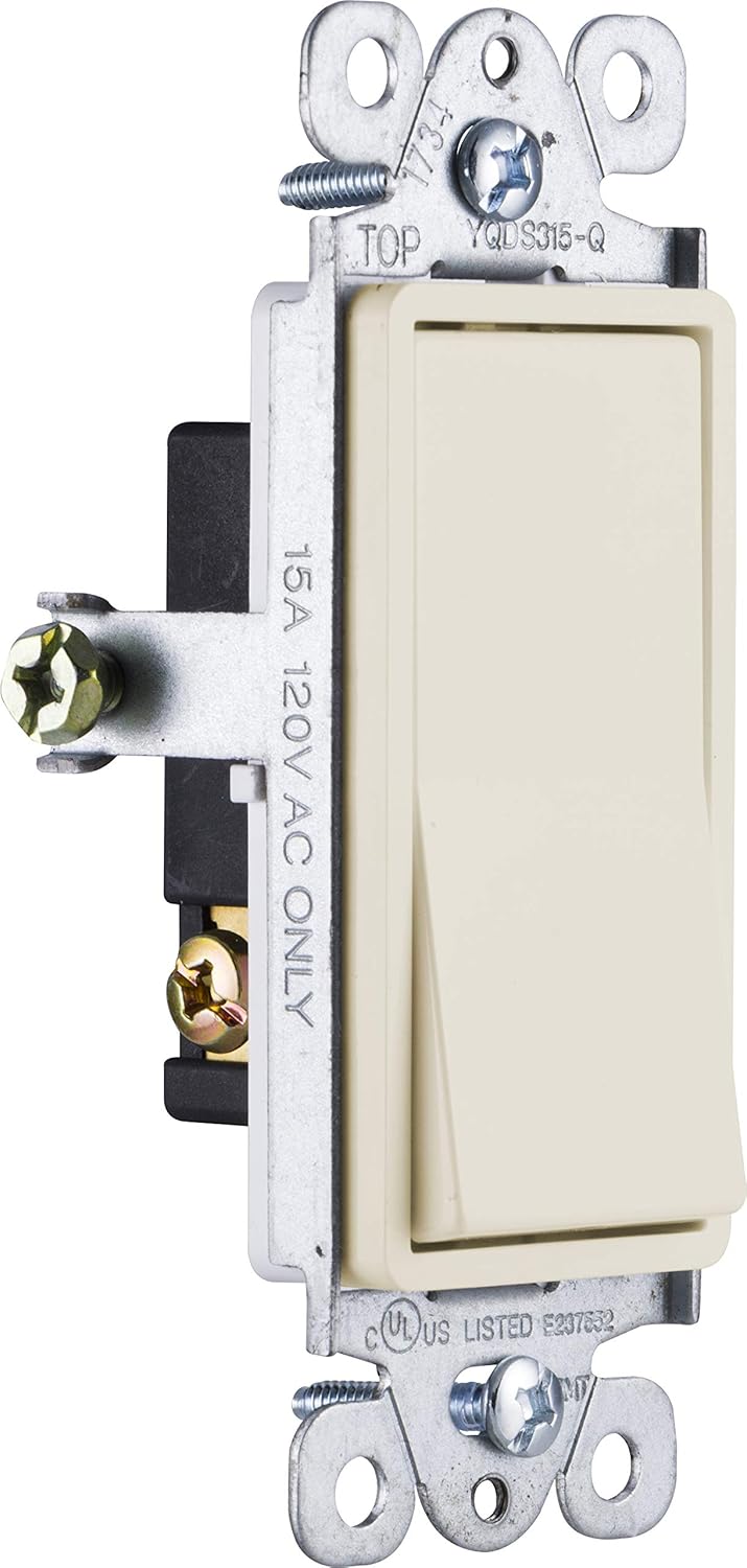 GE Grounding Paddle Rocker Switch, 3 Way, In Wall On/Off Power Switch Replacement for Ceiling Fans & Lights, 15 Amp, Great for Home, Office & Kitchen, UL Listed, White, 18233