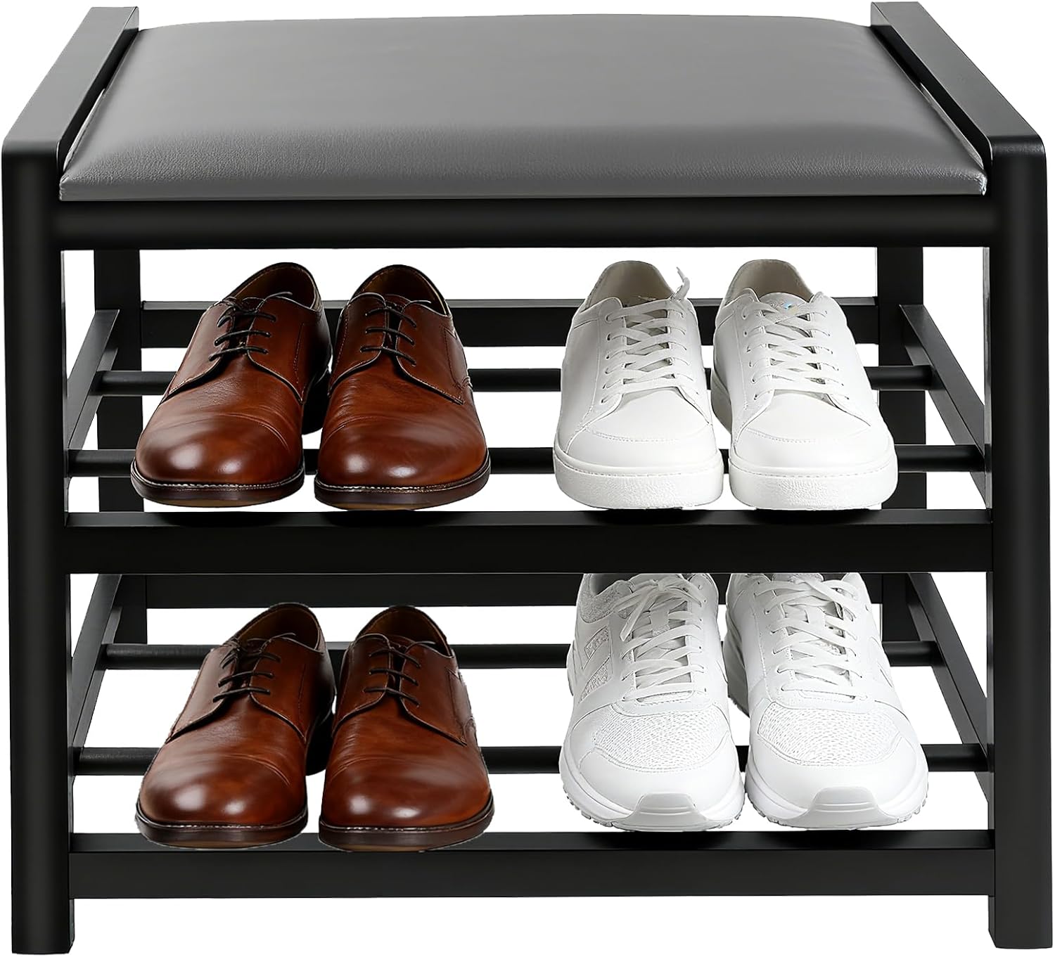 Small Shoe Rack Bench, Shoe Storage Bench for Entryway, Stable Shoe Organizer for Entryway, Bench Seat Holds Up to 300 lb Storage Organizer, (17"x 10"x 16", L x W x H)