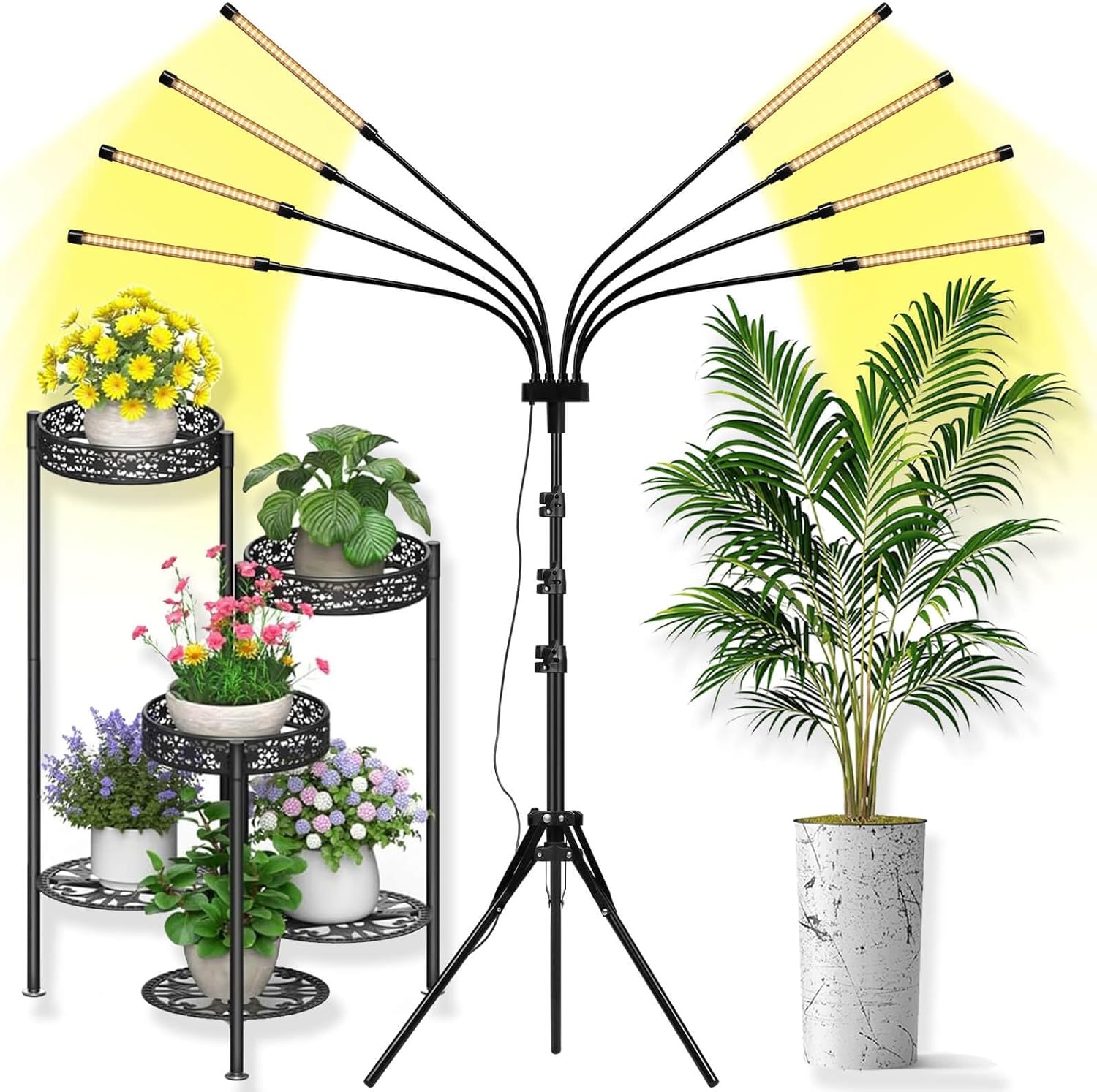 Grow Lights for Indoor Plants [ 8 in1 ] 400 LEDs, Full Spectrum Plant Lights for Indoor Growing with Tripod Stand, Auto On/Off Timing 4/8/12H, Plant Grow Lights Indoor.