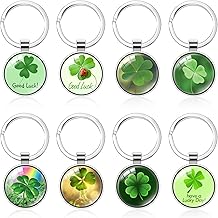 8 Pieces Four Leaf Clover Keychain, Lucky and Fortune Keychains for Women and Men as Gift, green