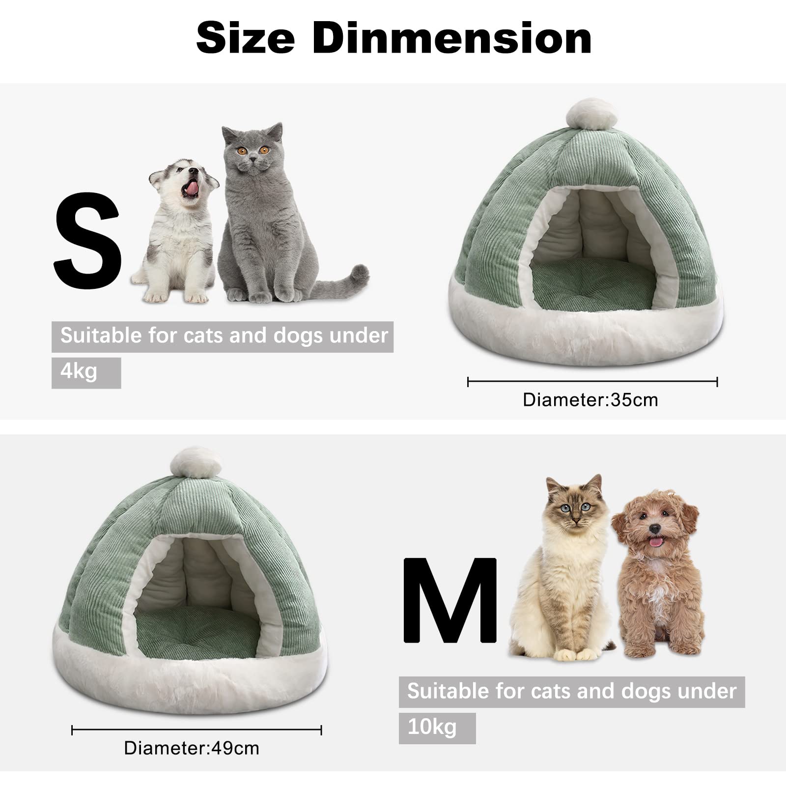 Galatée Lit De Grotte pour Chat, Maison De Lit De Tente pour Chat avec Coussin Lavable Amovible, Lit Igloo Doux en Peluche pour Chat, Améliore Le Sommeil, Lit pour Chaton Et Chiot(S, Gris)