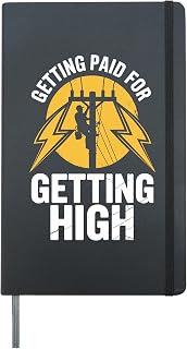 Funny Lineman Art For Men Boys Linemen Electrician Lineman Hardcover Journal, Black