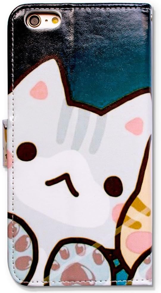 Bcov Case for iPod Touch 7/iPod Touch 6,Bcov Cartoon White Cat Wallet Flip Leather Cover Case with Credit Card ID Card Slot Holder Kickstand for iPod Touch 7/6/5