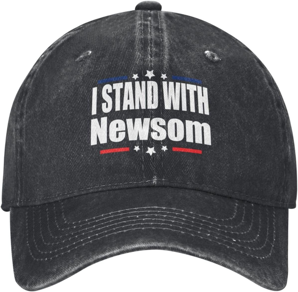 I Stand with Newsom Cowboy Hat Men Vintage Baseball Cap Women Funny Trucker Hats Dad Hat Adjustable Sun Hats Black