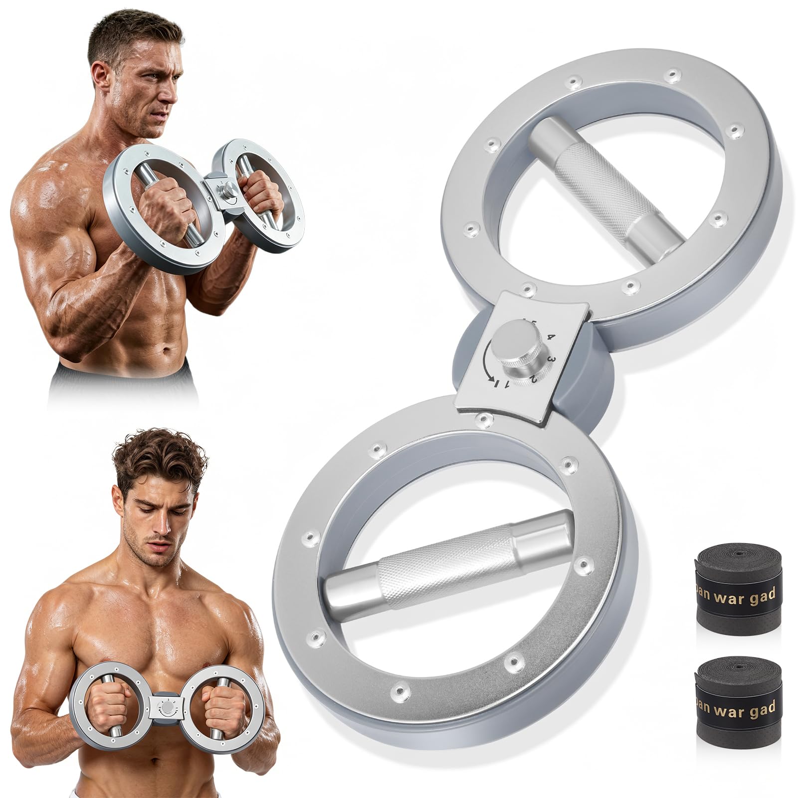 Machine à brûler 5,4 kg avec 2 bandes de transpiration, rotation à 360 °, appareil d'exercice pour avant-bras, résistance réglable, entraînement rotatif multi-fonctions