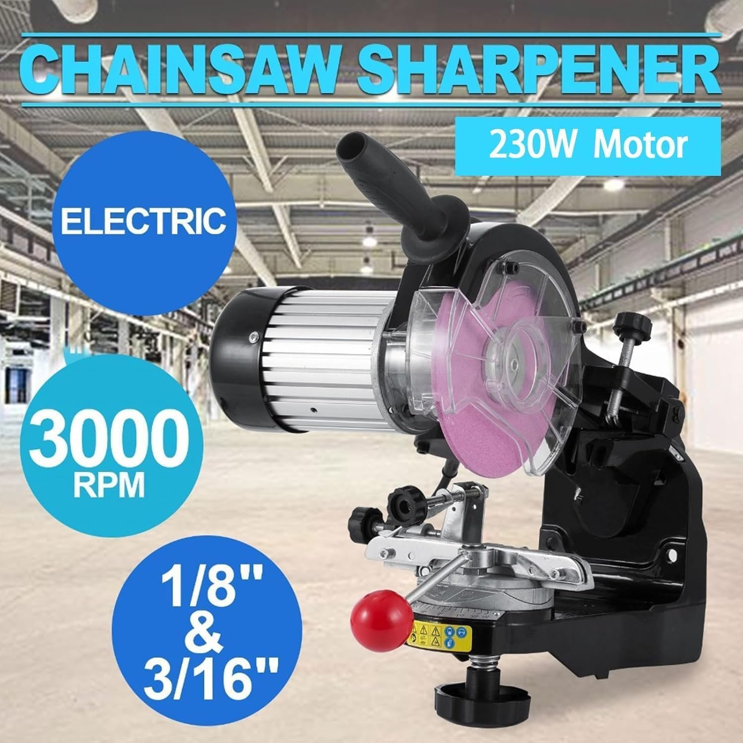 Chainsaw Sharpener Jig Kit Universal Chain Saw Sharpener with 2 Grinding Wheels, 3000 RPM Speed Adjustable,for Both Professionals and DIY Use