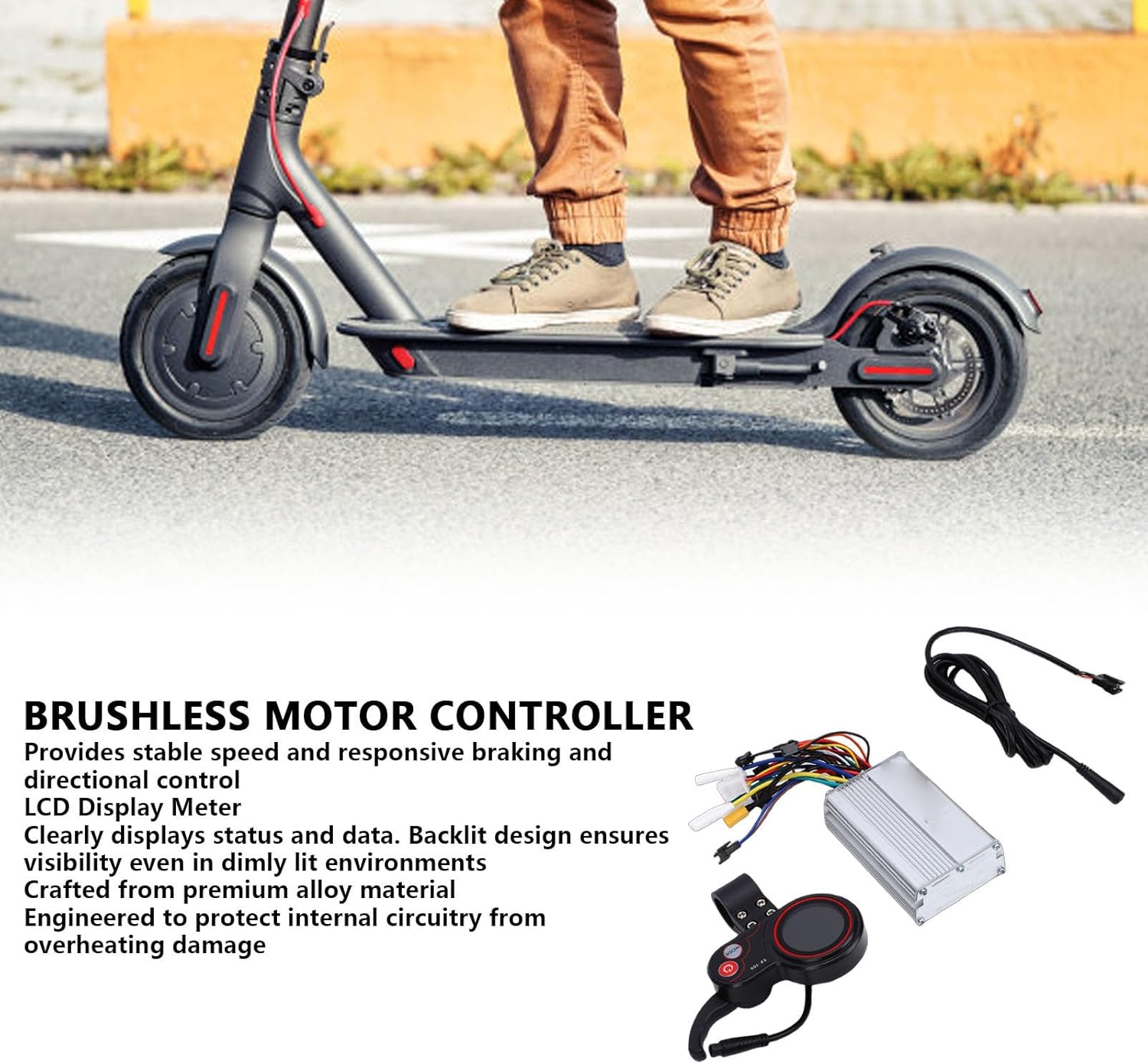 Vikye Electric Scooter Brushless Motor Controller Kit, 20A Driver with TF100 LCD Display Panel and Communication Cable, for KUGOO M4 10 Inch