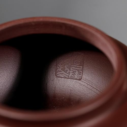 Miniatura 7 de Fine Yixing - Tetera de arcilla genuina, tetera china hecha a mano, 7.8 onzas con filtro, infundir té Kungfu (juego Xishi, arcilla roja Yixing Zhuni)