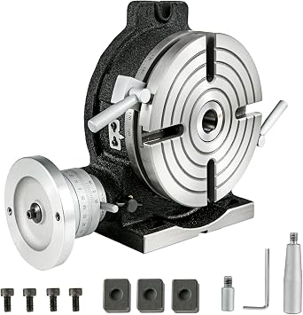 Rotary Table, 8" Horizontal Vertical Rotary Table for Milling Machine, 360 Precision Adjustable Rotary Tool Set 4-Slot for Milling Drilling Boring