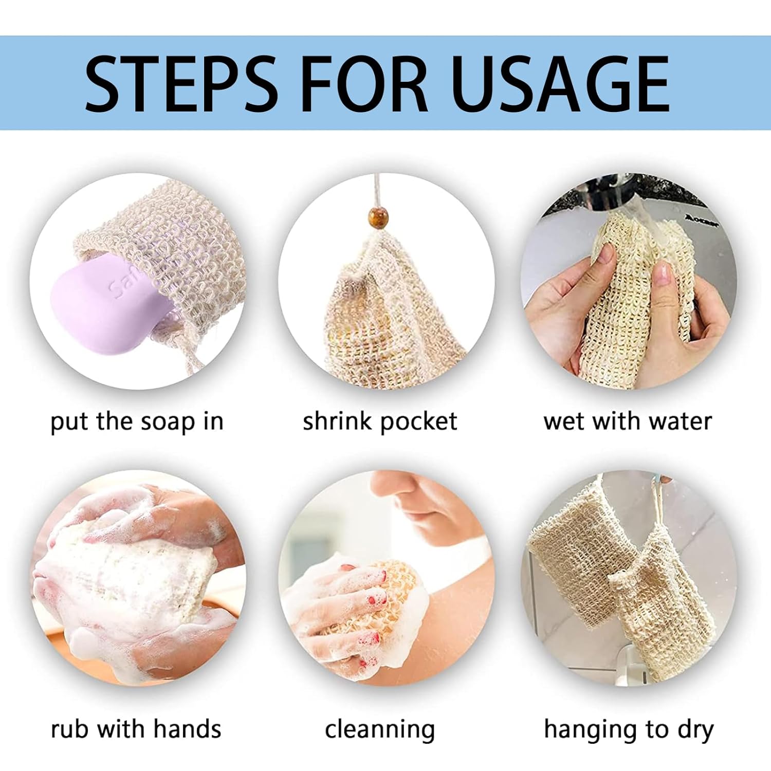 20 Pack Soap Saver Bag,Soap Bags，Natural Cotton Soap Saving Bags Mesh Plastic Free Exfoliating Foaming And Drying Shower Soap Holder (Cotton)