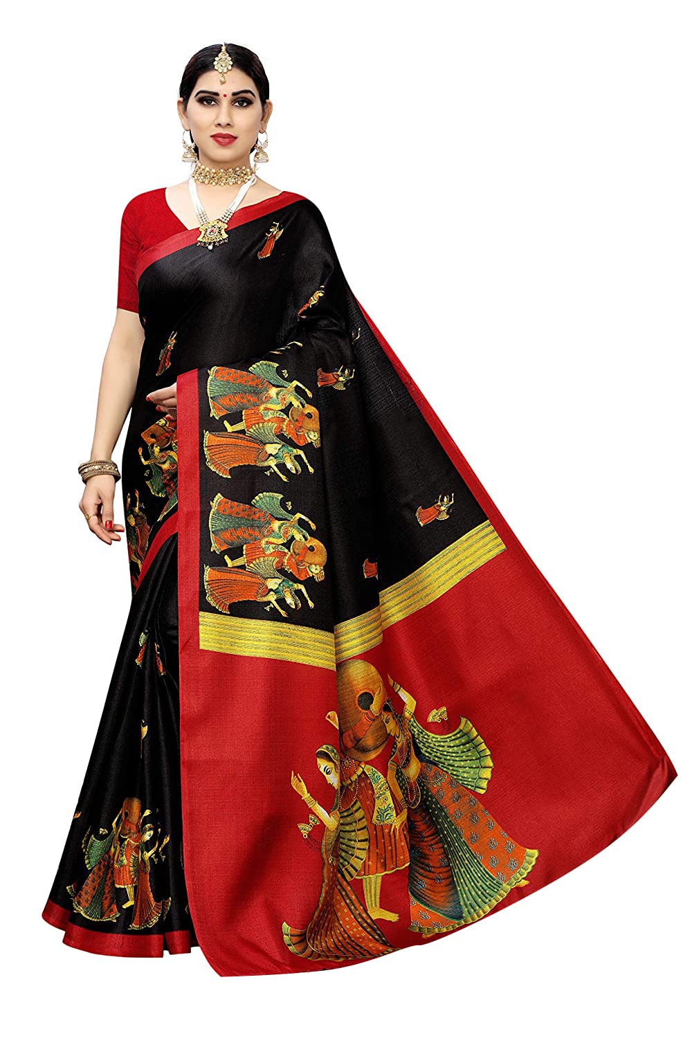 Women Art Silk Sarees SDPL-SDPL-RAJRANI, Black, One Size