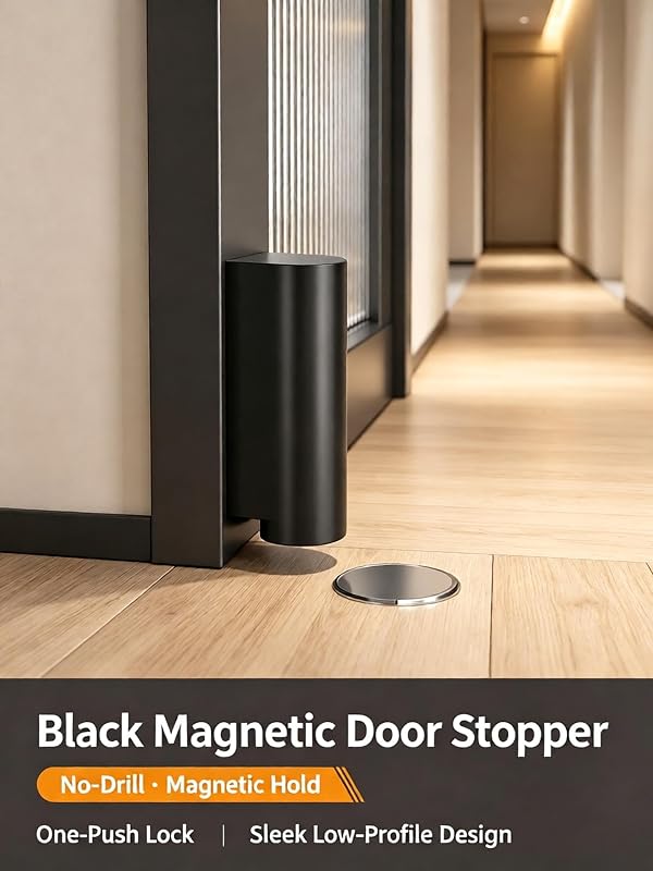 ChayWillow Punch-Free Magnetic Door Stopper Retractable Floor – Punch-Free Installation