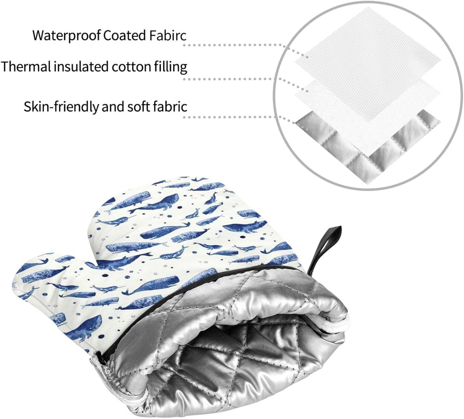 Small blue whale swimming Kitchen baking four piece set, fit for cooking and baking, oven, microwave, and outdoor barbecue