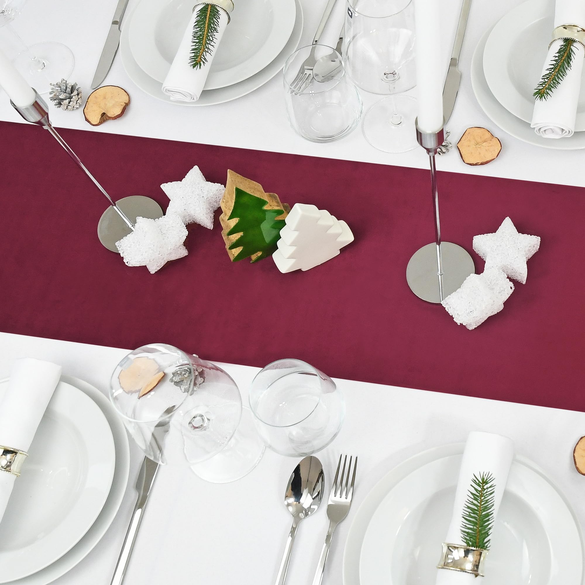 Crème fluwelen wasbare tafelloper 28 cm x 3 m - Partyversiering