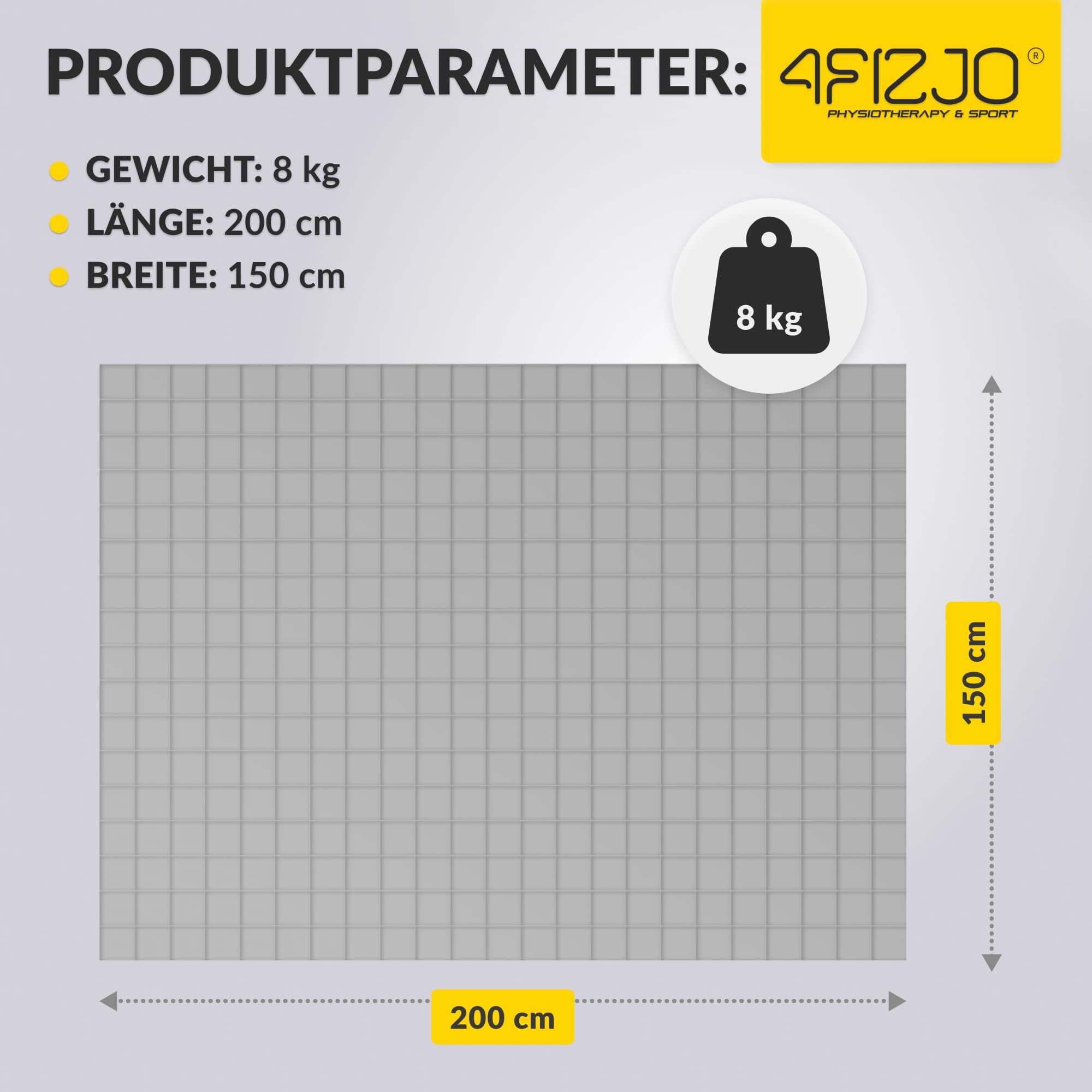 4FIZJO Gewichtsdecke 150x200 8 kg, Anti Stress Therapiedecke, Schwere Decke aus 7 Schichten, Decke für tiefen Schlaf und bessere Erholung, Weighted Blanket, Für Männer & Frauen von über 80 kg